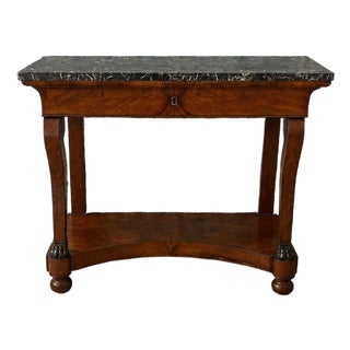 French Empire Walnut and Marble Console Table, Circa 1820–1840 For Sale