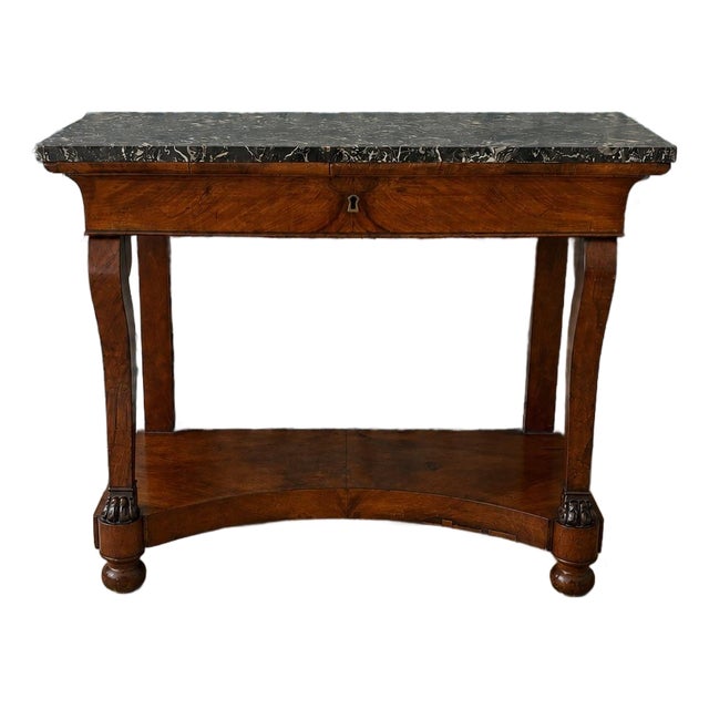 French Empire Walnut and Marble Console Table, Circa 1820–1840 For Sale