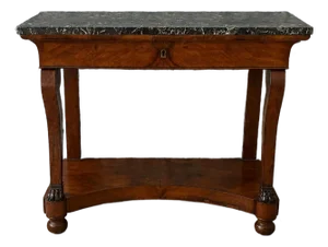 French Empire Walnut and Marble Console Table, Circa 1820–1840