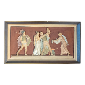 19th or 20th Century Neo-Classical Polychrome Plaster Plaque After Bertel Thorvaldsen