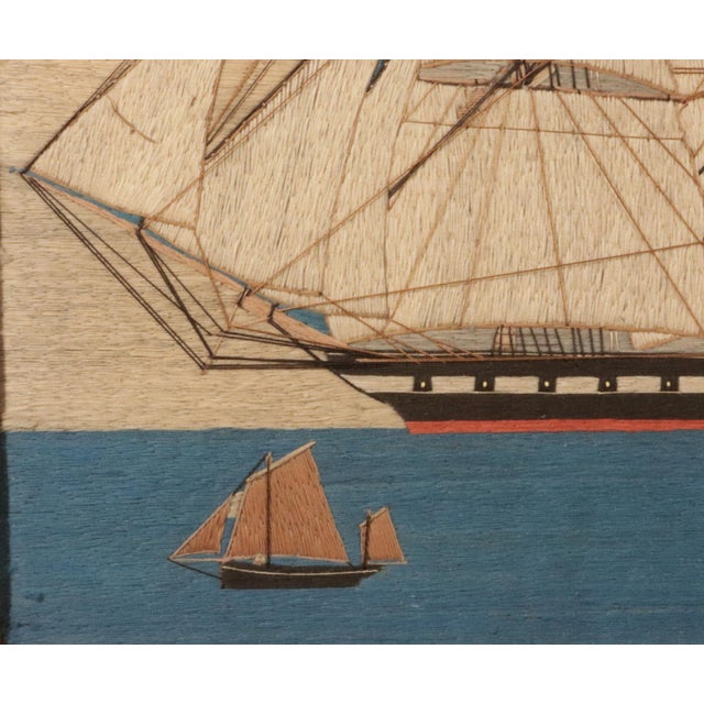 Sailor's Woolwork of Royal Navy Ship With Red Ensign With Two Bermudan Ketches For Sale - Image 4 of 6