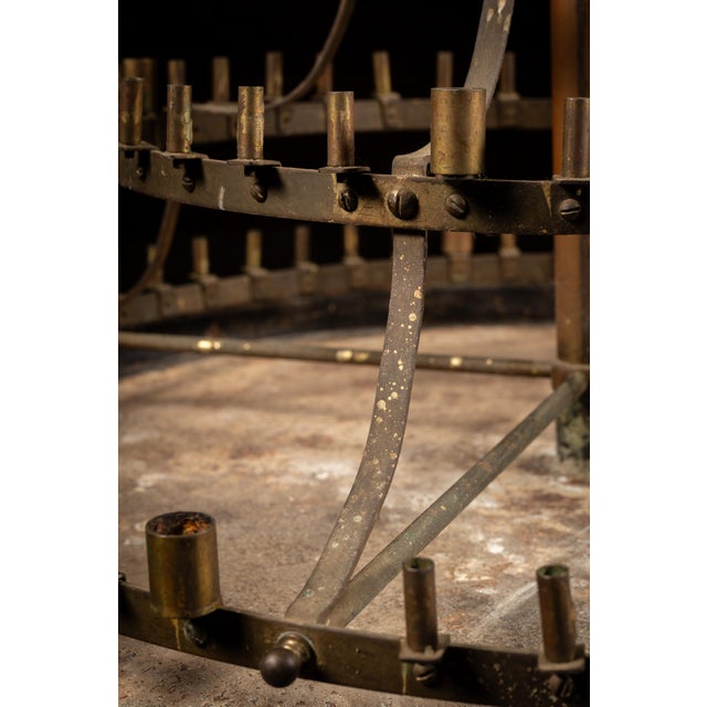 Antique Multi-Tier Brass Candelabrum Table on Ornate Stand For Sale - Image 9 of 12