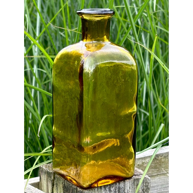 Glass Mid-Century Amber Apothecary Bottle For Sale - Image 7 of 12