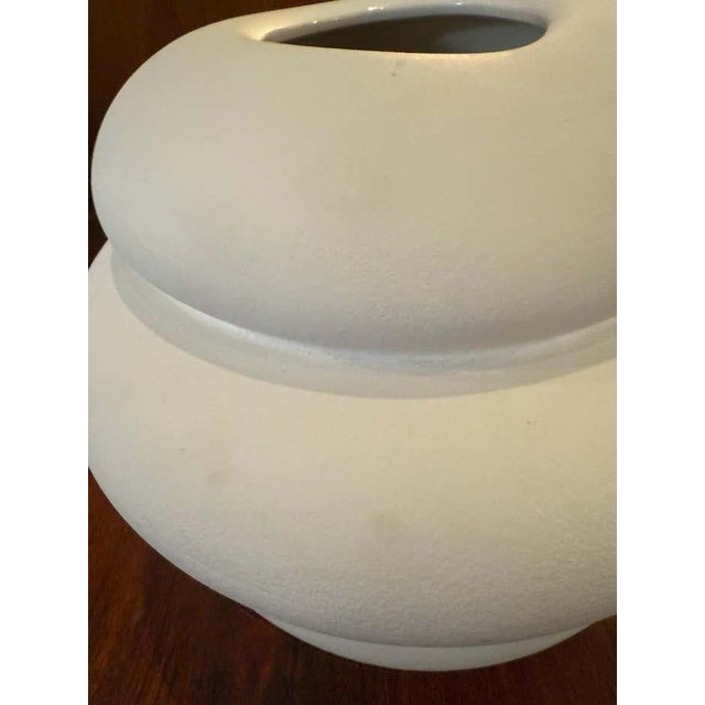 Postmodern Modern Minimalist Spiral White Ceramic Vase For Sale - Image 3 of 5