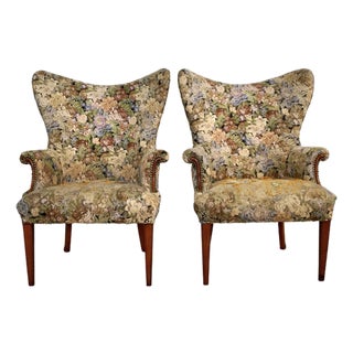 1940’s Hollywood Regency Butterfly Wingback Chairs - A Pair For Sale