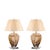 Brown Pair of Vintage Blown-Glass Table Lamps with Lucite Bases, Caramel & Ivory, 1990s For Sale - Image 8 of 8