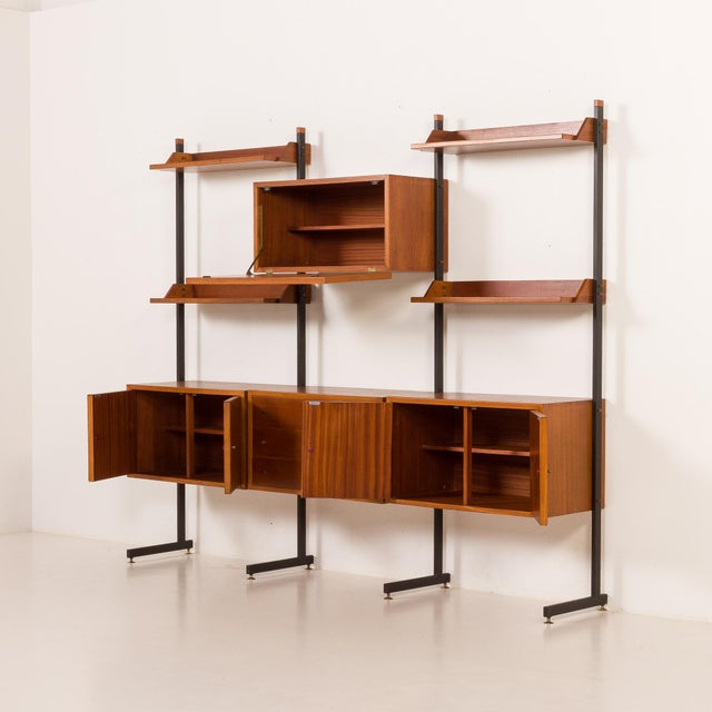 Italian Free Standing Wall Unit in Teak, 1950s For Sale - Image 6 of 18