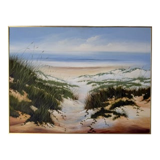 1980s Ken Wallin “Coastal Scene” Oil on Canvas Painting, Framed For Sale