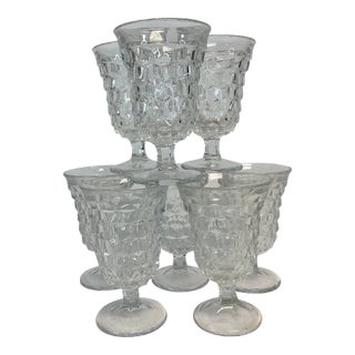 Vintage Hollywood Regency Fostoria Americana Clear Wine Goblets - Set of 8. For Sale