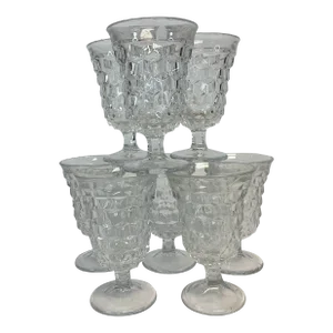 Vintage Hollywood Regency Fostoria Americana Clear Wine Goblets - Set of 8.