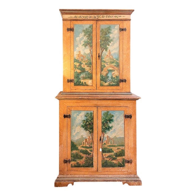 Italian Painted Cupboard in Pine For Sale