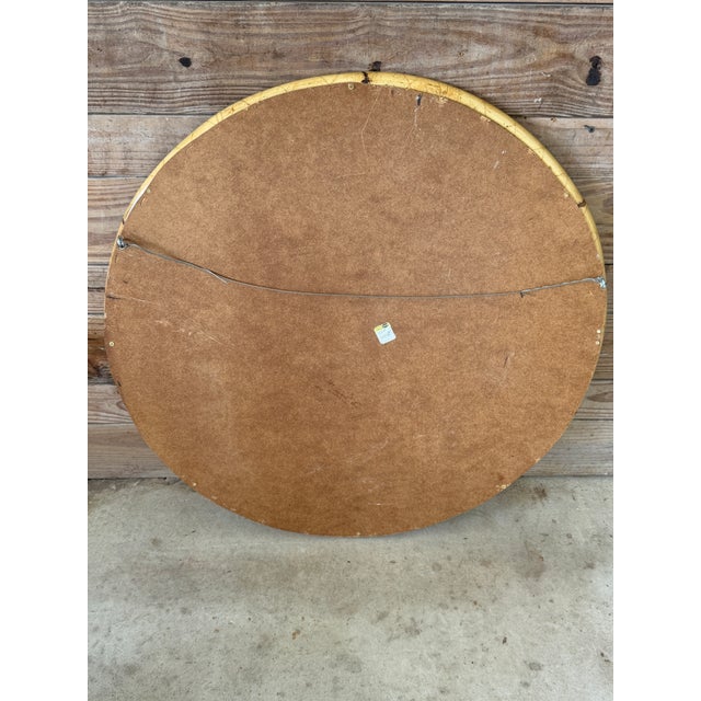 1960s Italian Rattan and Bamboo Round Mirror for Raymor For Sale - Image 10 of 12