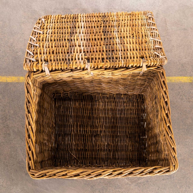 1920’s original english wicker baskets. Oversized industrial storage baskets retaining original faded branding. Handmade...