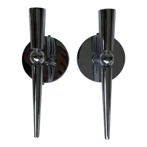 1998 Boyd Lighting Mid-Century Modern Nickel Sconces - Set of 2
