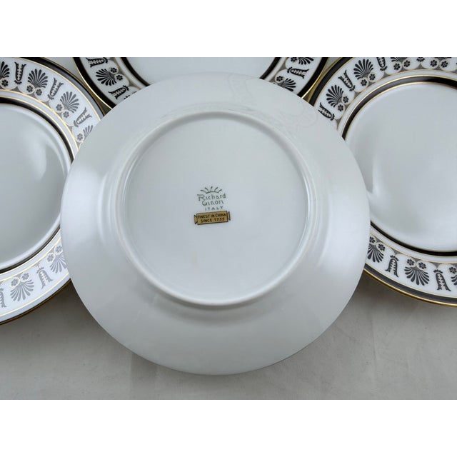 Richard Ginori 1980s Richard Ginori Ercolano Black Salad/Dessert Plates - Set of 6 - Italy For Sale - Image 4 of 5