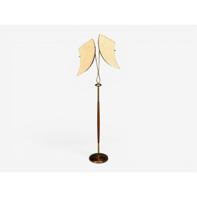 American Modern, Floor Lamp, Walnut, Brass, Vellum, Usa, 1950s For Sale - Image 4 of 14