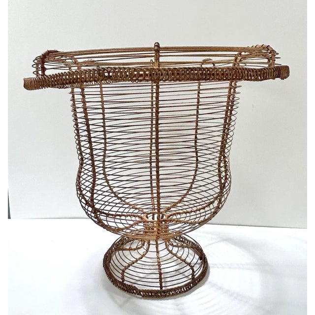 Antique French Wire Urn Planter, Twisted Pedestal Garden Basket For Sale - Image 4 of 6