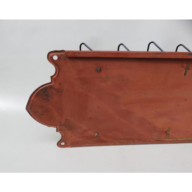 Art Nouveau Wall Newspaper Stand in Metal Bordeau Red, Black & Gold, 1890s For Sale - Image 9 of 15