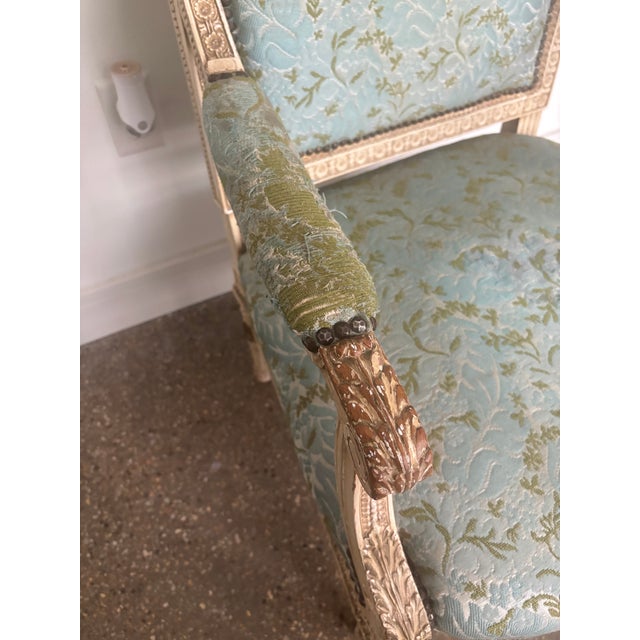 Antique 19th Century Louis XVI Fauteuil Neoclassical French Accent Arm Chair For Sale - Image 4 of 8