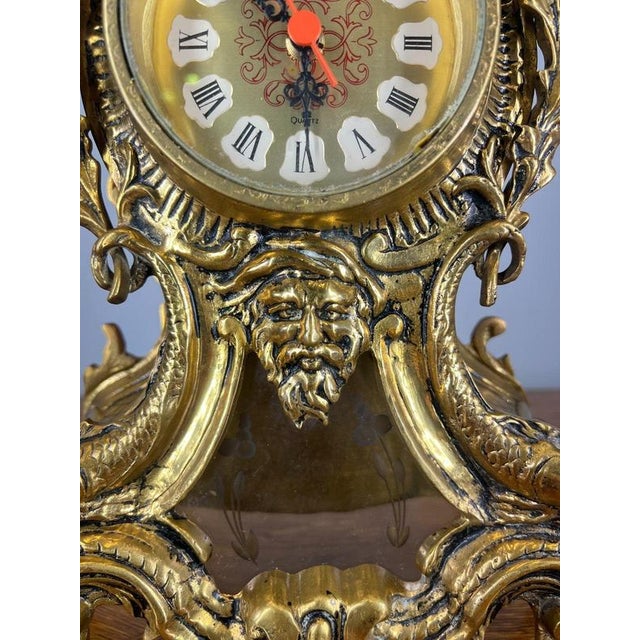 Vintage French Style Decorative Mantel Clock For Sale - Image 5 of 13
