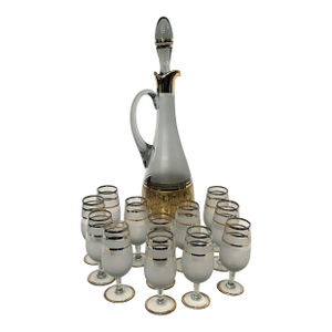 Mid 20th Century Bohemian Cordial Set- 13 Pieces