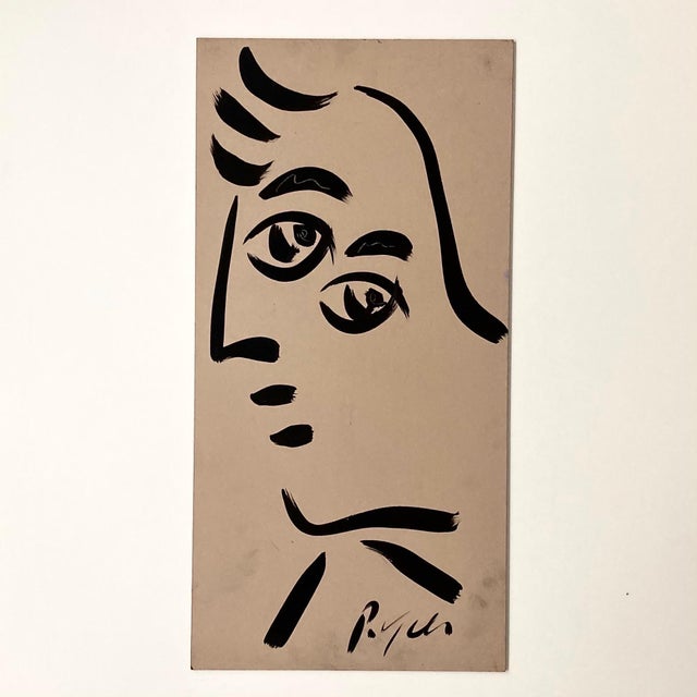 20th Century Black & Tan Abstract Portrait Painting by Peter Keil ...
