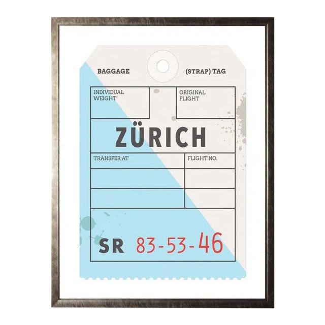 Framed Zurich Travel Ticket Print For Sale