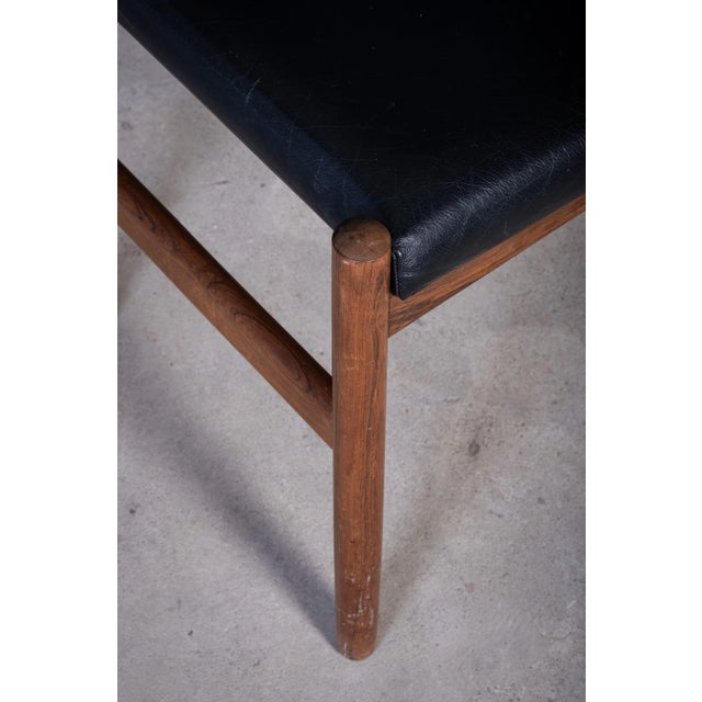 Wood Danish Rosewood Stool with Black Leather Seat, 1960s For Sale - Image 7 of 9