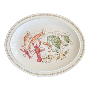 Vintage Ljungberg Coquillage 14” Ceramic Serving Platter Lobster Shrimp Crab Seafood