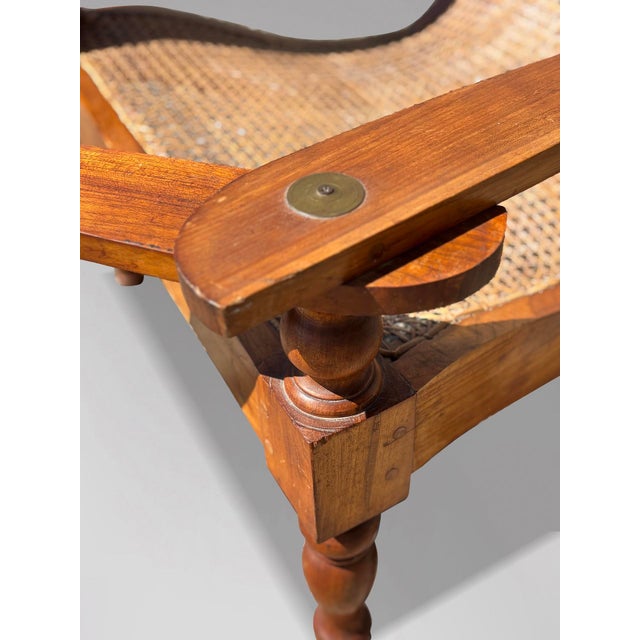 Large Vintage Teak and Cane Colonial Planters Chairs, 1920, Set of 2 For Sale - Image 6 of 12