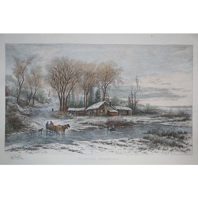 Late 19th Century Antique Hendrik Dirk Kruseman Van Elten Winter Evening Snowy Landscape Etching For Sale - Image 5 of 13