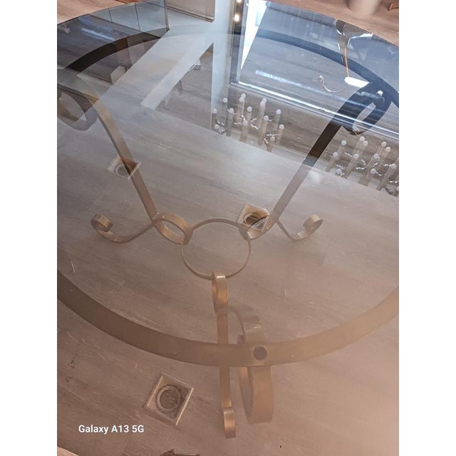 Vintage Brass and Glass Round Table, 1950s For Sale - Image 3 of 9