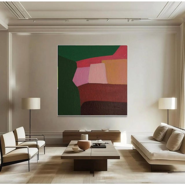 A composition constructed like an inner landscape, where forms stretch and respond to one another in silent harmony. Flat...