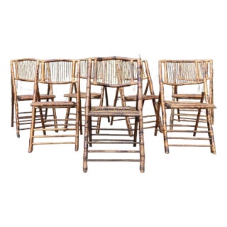 Vintage Bamboo Folding Chairs- Set of 7 For Sale