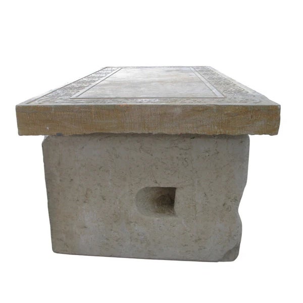 Antique Hand Carved Top Garden Stone Table or Bench For Sale - Image 11 of 11