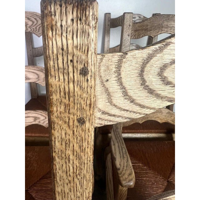 Set of Eight French Country Ladder Back Dining W/ Rush Seats For Sale - Image 9 of 12