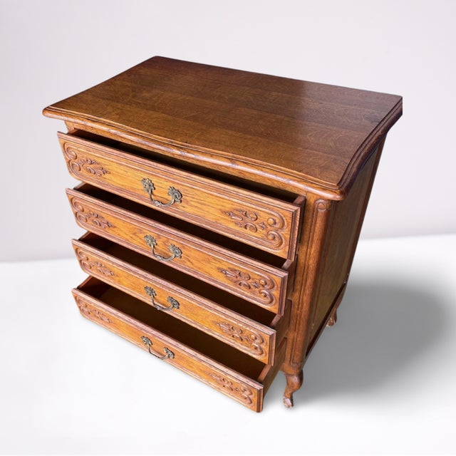 Antique French Country chest with four drawers. Excellent smaller storage or larger night table. See matching larger 4...