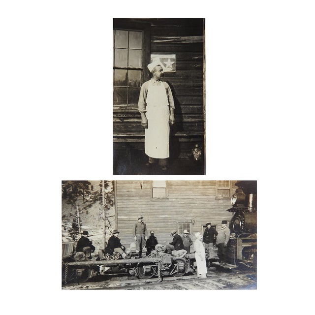 Early 20th Century Snapshot Photographs of Cook and Logging Crew - A Pair For Sale - Image 4 of 5