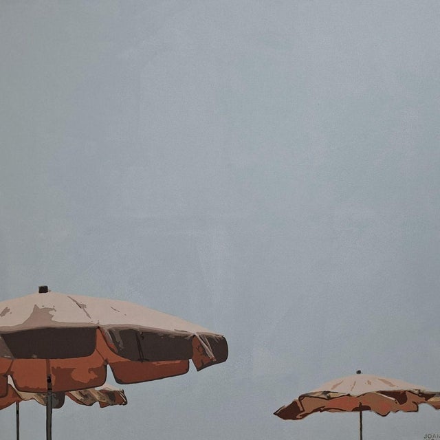 Contemporary Joanna Woyda, The Beach: Umbrellas, 2025, Acrylic on Canvas For Sale - Image 3 of 5