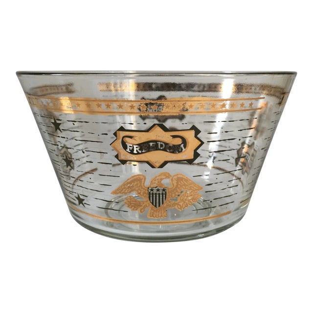 Large Vintage Federal Style Gilt Serving Bowl For Sale