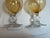Pair of Light Amber tinted Cambridge, Depression Era Footed, Ribbed Ivy Ball Vases. Clear, keyhole stems. One of them has...