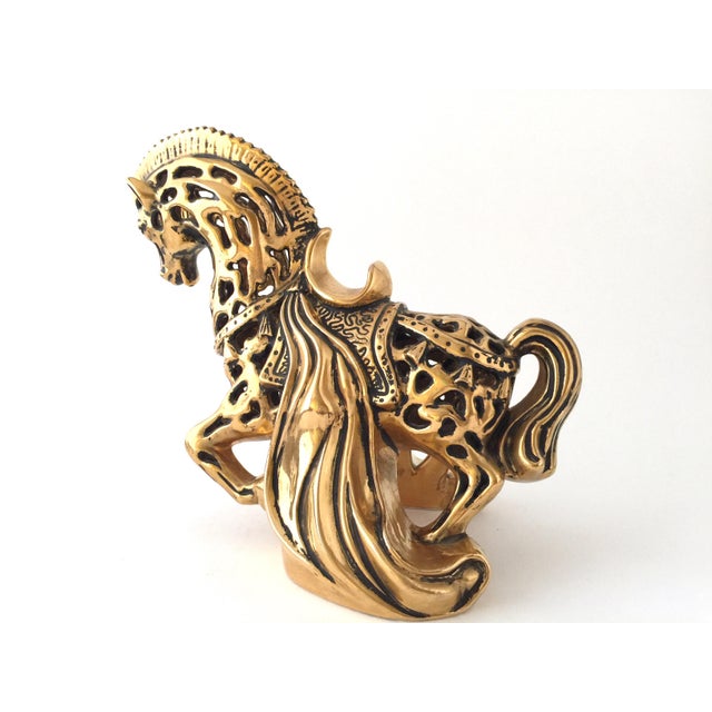 Ceramic Vintage Mid-Century Gold Ceramic Signed Horse For Sale - Image 7 of 13