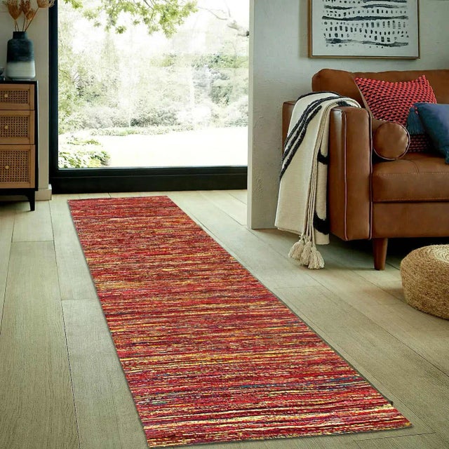 Pasargad Multi Sari-Silk Modern Flat Weave Runner 2'4'' X 10 For Sale In Washington DC - Image 6 of 6