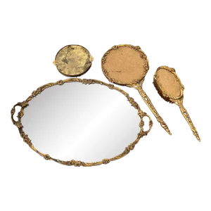 1950s Gold Gilt Vanity Mirror Set - 4 Pieces