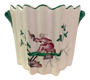 Vintage French Hand Painted Chinoiserie Cachepot