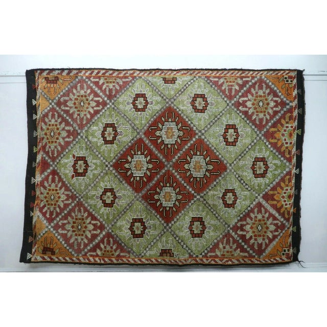 Traditional Vintage Turkish Embroidered Kilim Rug - 79" X 113" For Sale - Image 3 of 13