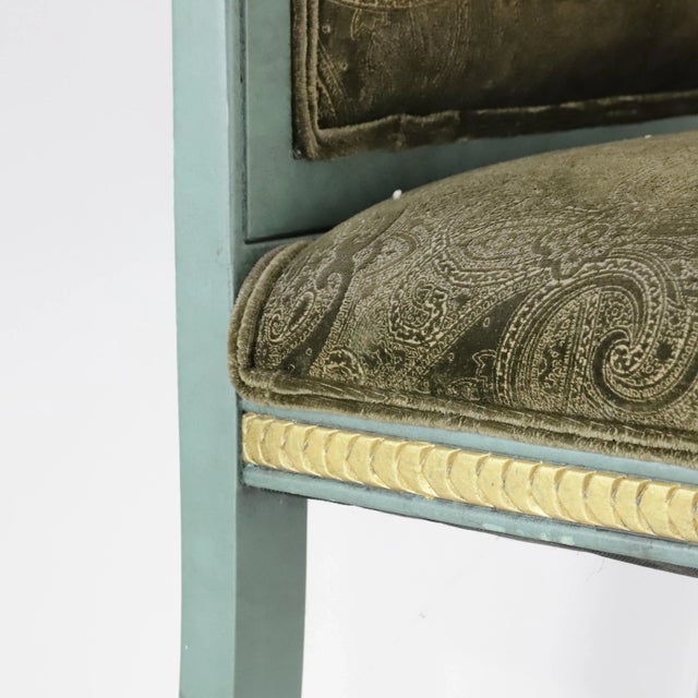 Robin's Egg Blue Pair of Vintage Hand Carved Armchairs For Sale - Image 8 of 12