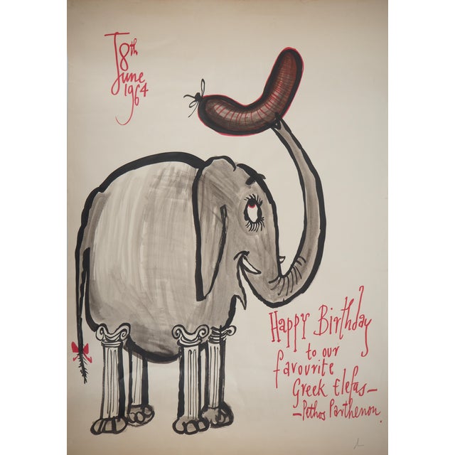 Elephant Grec Drawing by Ronald Searle For Sale - Image 8 of 8