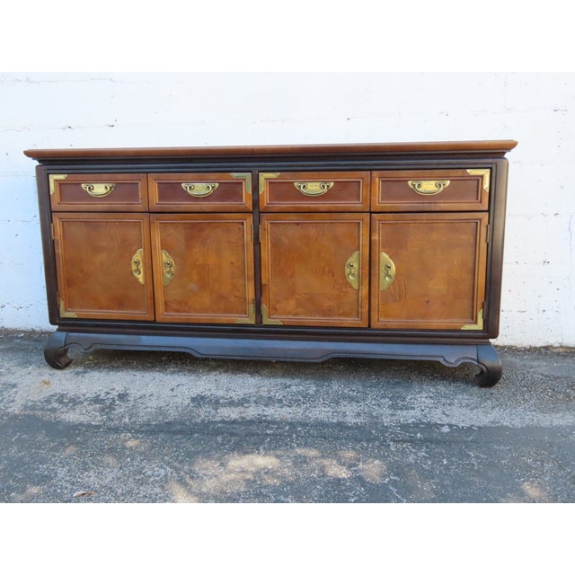 Hollywood Regency Broyhill Hollywood Regency Long Low Dresser Sideboard Media Cabinet 6353 For Sale - Image 3 of 18