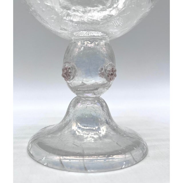 Art Nouveau Bohemian Iridescent Craquelé Glass Goblets attributed to Kralik, 1900, Set of 2 For Sale - Image 6 of 11